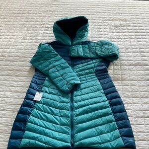 Lands' End Hooded Teal Packable Puffer Long Coat Brand New with Tags